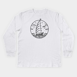 Boat in a Pacifoc Ocean Kids Long Sleeve T-Shirt